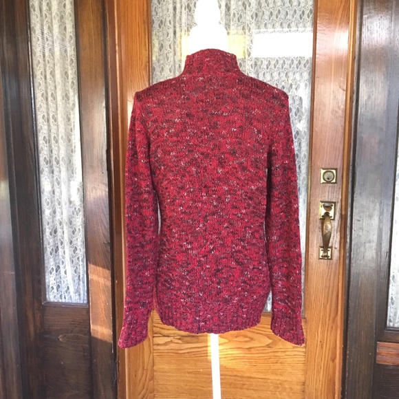 Liz Claiborne Red Burgundy Wine Zipup Sweater Sz M - Picture 6 of 7